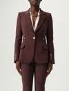 Elisabetta Franchi Burgundy Tailored Blazer With Gold Buttons And Peak Lapels In Brown