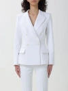 Elisabetta Franchi Double-breasted Crepe Blazer In White