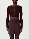 Elisabetta Franchi Cardigan In Maglia A Rombi Con Dettaglio Gioiello Bordeaux In Burgundy