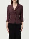 Elisabetta Franchi Tailored Double-breasted Blazer With Gold Accents In Burgundy