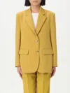 Elisabetta Franchi Fluid Crepe Jacket With Logo Buttons In Gelb