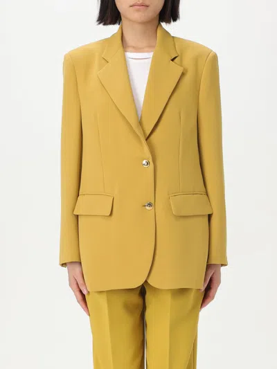 Elisabetta Franchi Fluid Crepe Jacket With Logo Buttons In Gelb