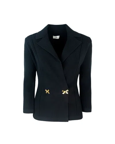 Elisabetta Franchi Blazer In Maglia Con Fiocchi Gioiello