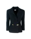 Elisabetta Franchi Black Double-breasted Blazer With Golden Buttons In 110