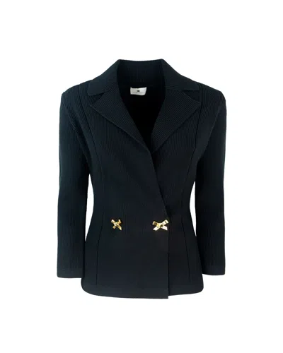 ELISABETTA FRANCHI BLAZER IN MAGLIA CON FIOCCHI GIOIELLO