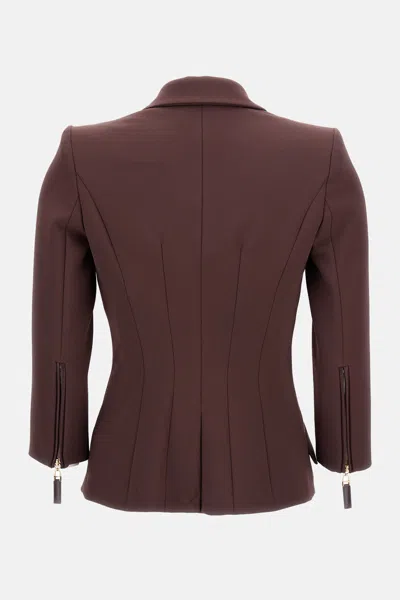 Elisabetta Franchi Single-breasted Jacket In Brown
