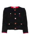 Elisabetta Franchi Cropped Tweed Jacket In Red