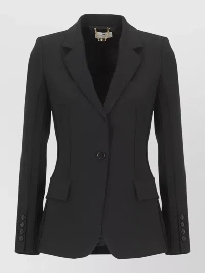 Elisabetta Franchi Blazer Tailored Notched Lapels Front Flap Pockets In Black