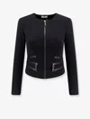 Elisabetta Franchi Fitted Crepe Jacket With Structured Seams In Black