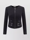 Elisabetta Franchi Fitted Crepe Jacket With Structured Seams In Black