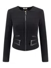 Elisabetta Franchi Fitted Crepe Jacket With Structured Seams In Black