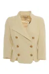 Elisabetta Franchi Tailored Double-breasted Blazer With Gold Buttons In Brown
