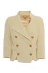Elisabetta Franchi Tailored Double-breasted Blazer With Gold Buttons In Brown