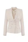 Elisabetta Franchi Double-breasted Blazer With Structured Shoulders In Blue