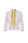 Elisabetta Franchi Cropped Tailored Jacket With High Neckline In Pink