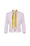 Elisabetta Franchi Cropped Tailored Jacket With High Neckline In Pink