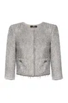 Elisabetta Franchi Tweed Lurex Blazer In Silver