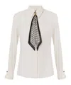 Elisabetta Franchi Blouse In Georgette Fabric With Foulard Scarf Neck In White