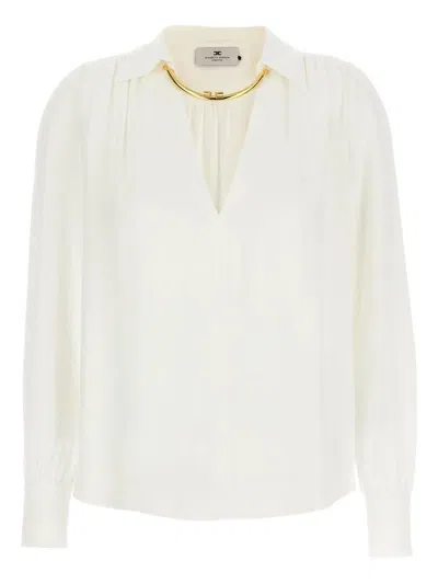 ELISABETTA FRANCHI ELISABETTA FRANCHI BLOUSE IN GEORGETTE FABRIC WITH JEWEL DETAIL CLOTHING