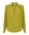 Elisabetta Franchi Blouse In Georgette Fabric With Jewel Detail In Green