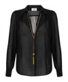 Elisabetta Franchi Blouse In Georgette Fabric With Necklace In Black