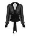 Elisabetta Franchi Blouse In Voile Fabric With Sash In Black