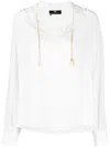 Elisabetta Franchi Logo-pendant Crepe-texture Shirt In White
