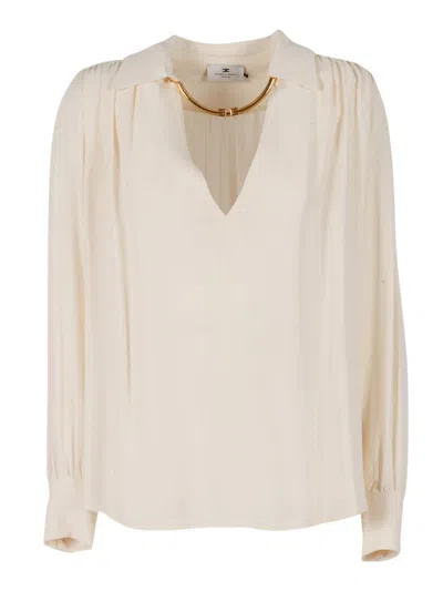 Elisabetta Franchi Blouse With Deep V-neck In Multi