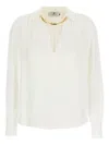 Elisabetta Franchi Blouse With Detachable Necklace In White