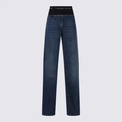 Elisabetta Franchi Blue And Black Cotton Jeans