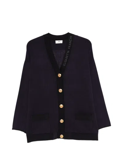 Elisabetta Franchi Blue Black Viscose Polyamide Sweater