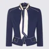 Elisabetta Franchi Tailored Jacket With High Collar And Flap Pockets In Blue