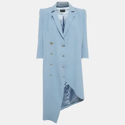 Elisabetta Franchi Blue Crepe Double Breasted Coat