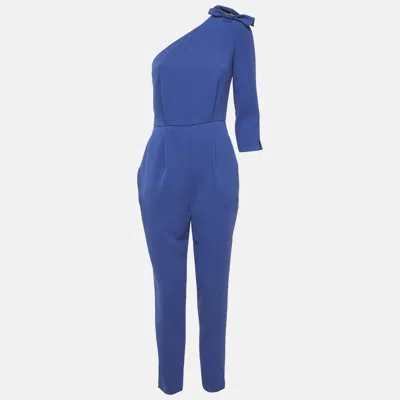 Pre-owned Elisabetta Franchi Blue Crepe One Shoulder Jumpsuit M