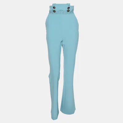 Pre-owned Elisabetta Franchi Blue Crepe Trouser S