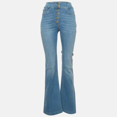 Pre-owned Elisabetta Franchi Blue Denim Buttoned High Rise Jeans S/waist 24"