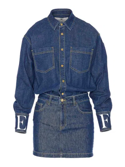 ELISABETTA FRANCHI BLUE DENIM DRESS