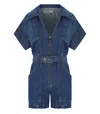Elisabetta Franchi Blue Denim Short Jumpsuit In Blue
