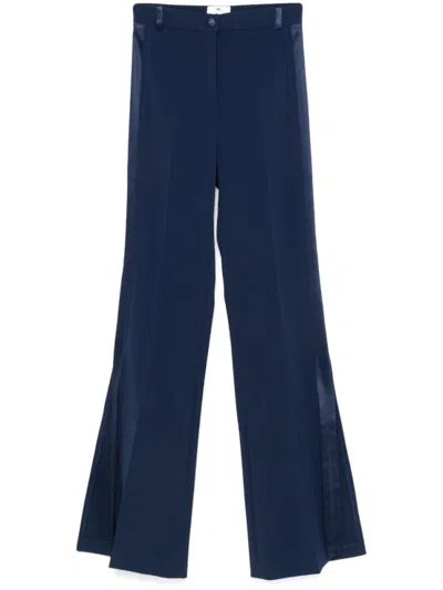 Elisabetta Franchi Blue Flared Pant In Navy Blue