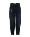 Elisabetta Franchi Blue Jeans With Jewel Chain Detail In Blue