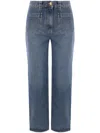 Elisabetta Franchi Cropped Mid-rise Jeans With Patch And Flap Pockets In Blue