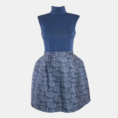 Pre-owned Elisabetta Franchi Blue Printed Jersey Mini Dress M