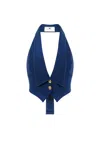 Elisabetta Franchi Blue Tailored Coat With Distinguished V-neckline In Blue