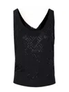Elisabetta Franchi Glitter Geometric Knit Scoop Ribbed Top In Black