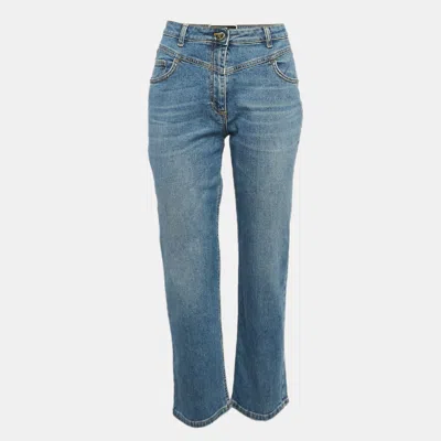 Pre-owned Elisabetta Franchi Blue Washed Denim Loose Fit Jeans M