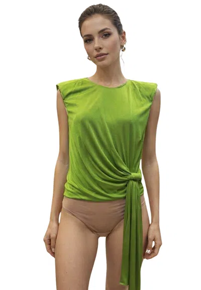Elisabetta Franchi Blue Woman  With Side Knot In Green