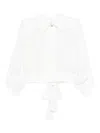 Elisabetta Franchi Collared Crop Top Open Back Tie Waist In White