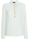 Elisabetta Franchi Georgette Blouse With Charms Necklace In White