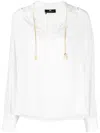 Elisabetta Franchi Logo-pendant Crepe-texture Shirt In Bianco
