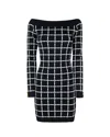 Elisabetta Franchi Abito Jaquard Logo Con Scollo A Barca In Black